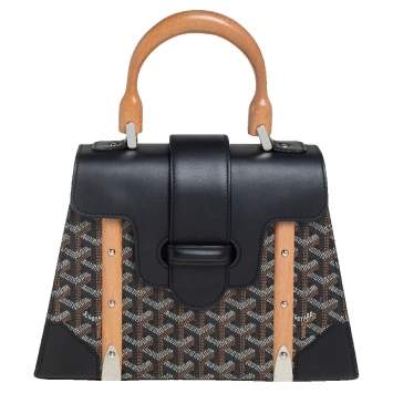 Goyard Black Coated Canvas and Leather PM Saigon Top Handle Bag