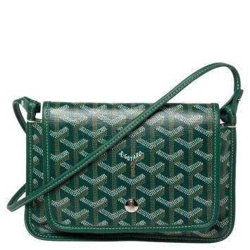 Pre Owned Goyard Green Goyardine Coated Canvas Plumet Crossbody Bag