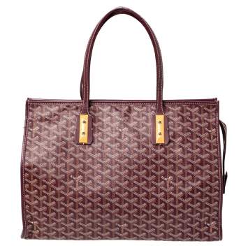 Pre Owned Goyard Burgundy Goyardine Coated Canvas and Leather Marquises Tote