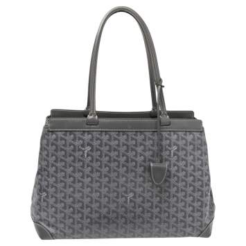 Pre Owned Goyard Grey Goyardine Coated Canvas and Leather Bellechasse PM Tote