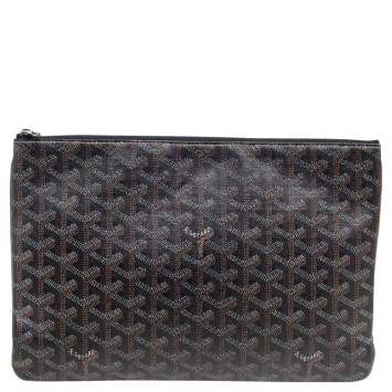 Pre Owned Goyard Brown Goyardine Coated Canvas Senat MM Clutch