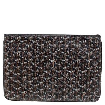 Pre Owned Goyard Brown Goyardine Coated Canvas Senat MM Clutch