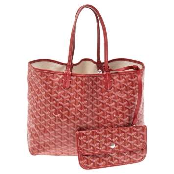 Pre Owned Goyard Red Coated Canvas Saint Louis PM Tote