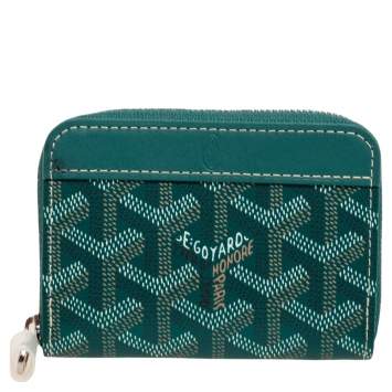 Pre Owned Goyard Green Coated Canvas Goyardine Coin Purse