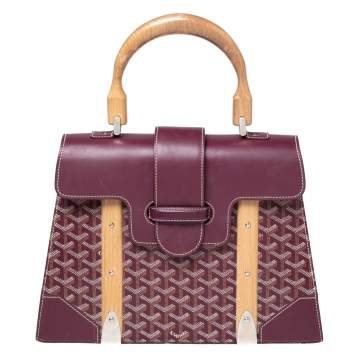 Pre Owned Goyard Burgundy Coated Canvas and Leather Saigon Top Handle Bag