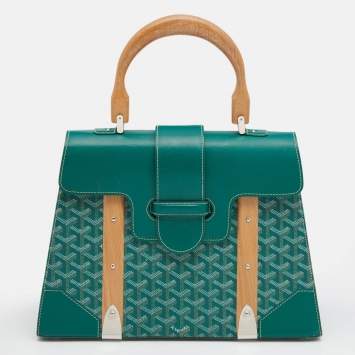 Goyard Green Coated Canvas And Leather Saigon MM Top Handle Bag