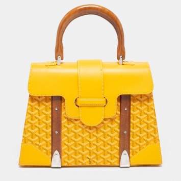 Pre Owned Goyard Yellow Goyardine Coated Canvas and Leather Saigon MM Top Handle Bag