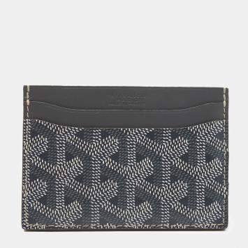 Pre Owned Goyard Grey Goyardine Coated Canvas and Leather Saint Sulpice Card Holder