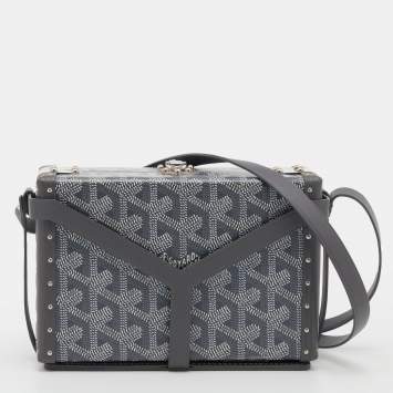Goyard Grey Leather And Coated Canvas Minaudiere Bag