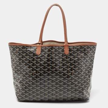 Pre Owned Goyard Brown/Tan Goyardine Coated Canvas and Leather Saint Louis PM Tote