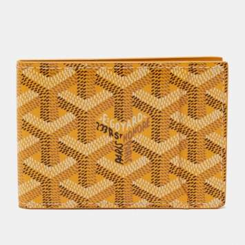 Pre Owned Goyard Yellow Goyardine Coated Canvas Victoire Companion Bifold Wallet