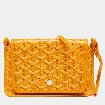 Pre Owned Goyard Yellow Goyardine Coated Canvas Plumet Crossbody Bag
