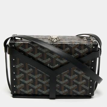 Goyard Black Goyardine Coated Canvas and Leather Minaudière Trunk Bag