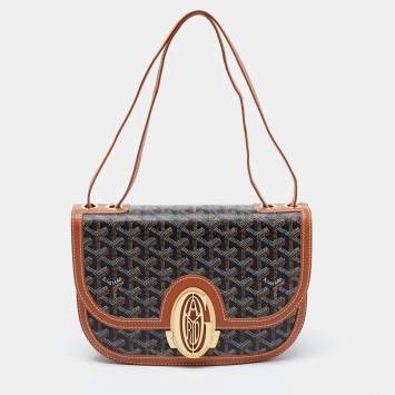 Pre Owned Goyard Brown Goyardine Coated Canvas and Leather 233 PM Shoulder Bag