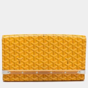 Goyard Yellow Goyardine Coated Canvas Monte Carlo Bois Clutch