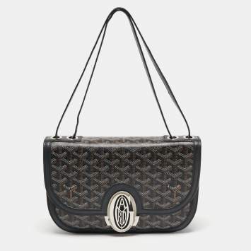 Goyard Black Goyardine Coated Canvas and Leather 223 PM Shoulder Bag