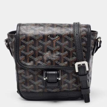 Pre Owned Goyard Black/Brown Goyardine Coated Canvas and Leather Grand Bleu Messenger Bag