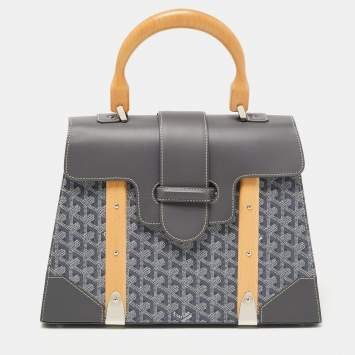 Goyard Grey Goyardine Coated Canvas and Leather Saigon MM Top Handle Bag