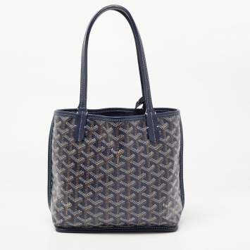Goyard Navy Blue Goyardine Coated Canvas Anjou Mini Reversible Bag