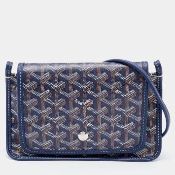 Goyard Blue Goyardine Coated Canvas and Leather Plumet Crossbody Bag