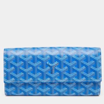 Goyard Blue Goyardine Coated Canvas Varenne Continental Wallet