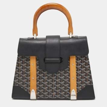 Pre Owned Goyard Black Goyardine Coated Canvas and Leather Saigon MM Top Handle Bag