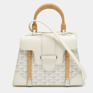 Goyard White Goyardine Coated Canvas and Leather PM Saigon Top Handle Bag