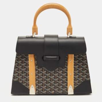 Goyard Black Goyardine Coated Canvas and Leather Saigon MM Top Handle Bag