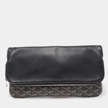 Goyard Black Goyardine Coated Canvas and Leather Sainte Marie Clutch