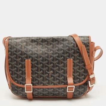 Goyard Black/Brown Goyardine Coated Canvas and Leather Belvedere MM Saddle Bag