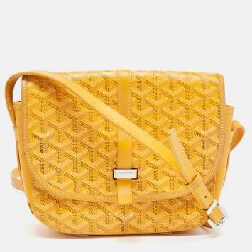 Goyard Yellow Goyardine Coated Canvas and Leather Belvedere PM Bag