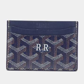 Pre Owned Goyard Blue Coated Canvas Saint Sulpice Card Holder 