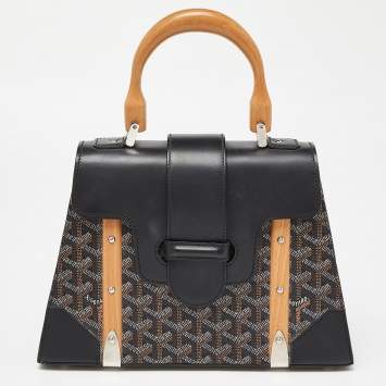 Goyard Black Goyardine Coated Canvas and Leather PM Saigon Top Handle Bag