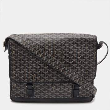 Goyard Black/Brown Goyardine Coated Canvas and Leather Grand Bleu Messenger GM Bag