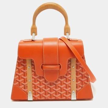 Goyard Orange Coated Canvas and Leather PM Saigon Top Handle Bag