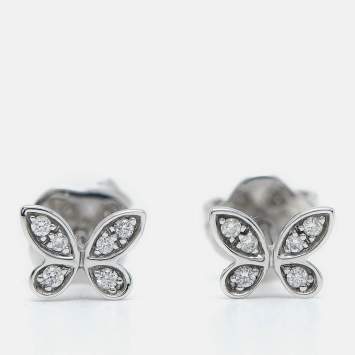 Graff Butterfly Pavé Diamond 18k White Gold Small Stud Earrings