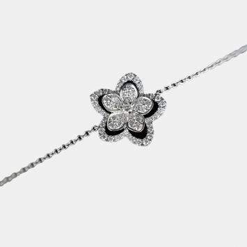 Graff 18K White Gold Diamond Wild Flower Floral Bracelet
