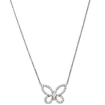 Pre Owned Graff Butterfly Silhouette Diamond 18K White Gold Pendant Necklace