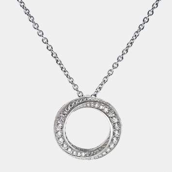 Pre Owned Graff Spiral Pavé Diamond 18k White Gold Pendant Necklace