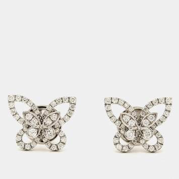 Pre Owned Graff Butterfly Silhouette Diamond 18K White Gold Stud Earrings
