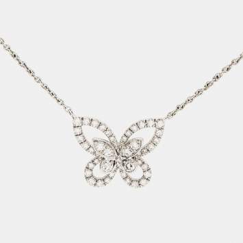 Pre Owned Graff Multi Butterfly Silhouette Diamond 18k White Gold Pendant Necklace