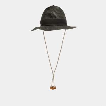Pre Owned Gucci Black Raffia Effect Synthetic Hat 