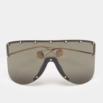 Pre Owned Gucci Black GG0541S Star Mask Shield Sunglasses