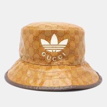 Gucci x Adidas Beige/Brown GG Crystal Canvas Bucket Hat 