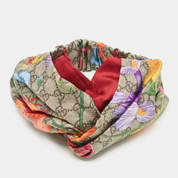 Pre Owned  Gucci Multicolor Flora Print Silk Headband M