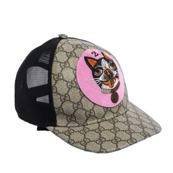 Pre Owned Gucci Beige GG Supreme Bosco Patch Detail Baseball Cap L