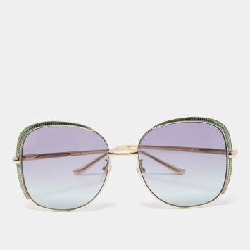 Pre Owned Gucci Gold Gradient Frame Rectangular Sunglasses