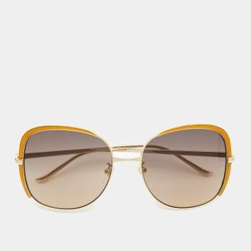 Pre Owned Gucci Brown/Gold Gradient Oversized Sunglasses