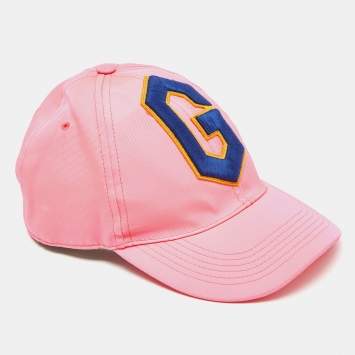 Pre Owned Gucci Neon Pink G Skull Patch Detail Baseball Cap L