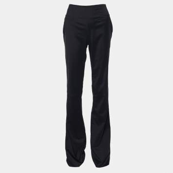 Pre Owned Gucci Dark Grey Crepe Boot Cut Pants M